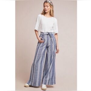 Anthropologie Beachy Wide Leg Linen Blend Trousers Size 4 Palazzo Pants Boho